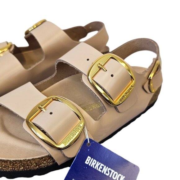 Birkenstock Womens Milano Big Buckle High Shine, New Beige, Narrow, 40 / US 9 - Picture 2 of 8